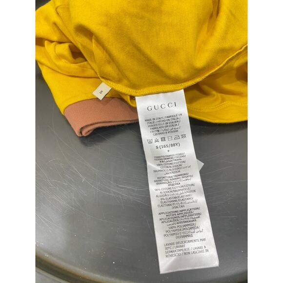 Gucci Adidas Rare Womens Logo V Neck T Shirt Gold Small - Picture 3 of 8